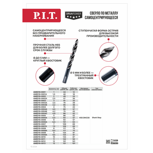 Сверло по металлу самоцентрирующееся P.I.T. (AMED16-0005)